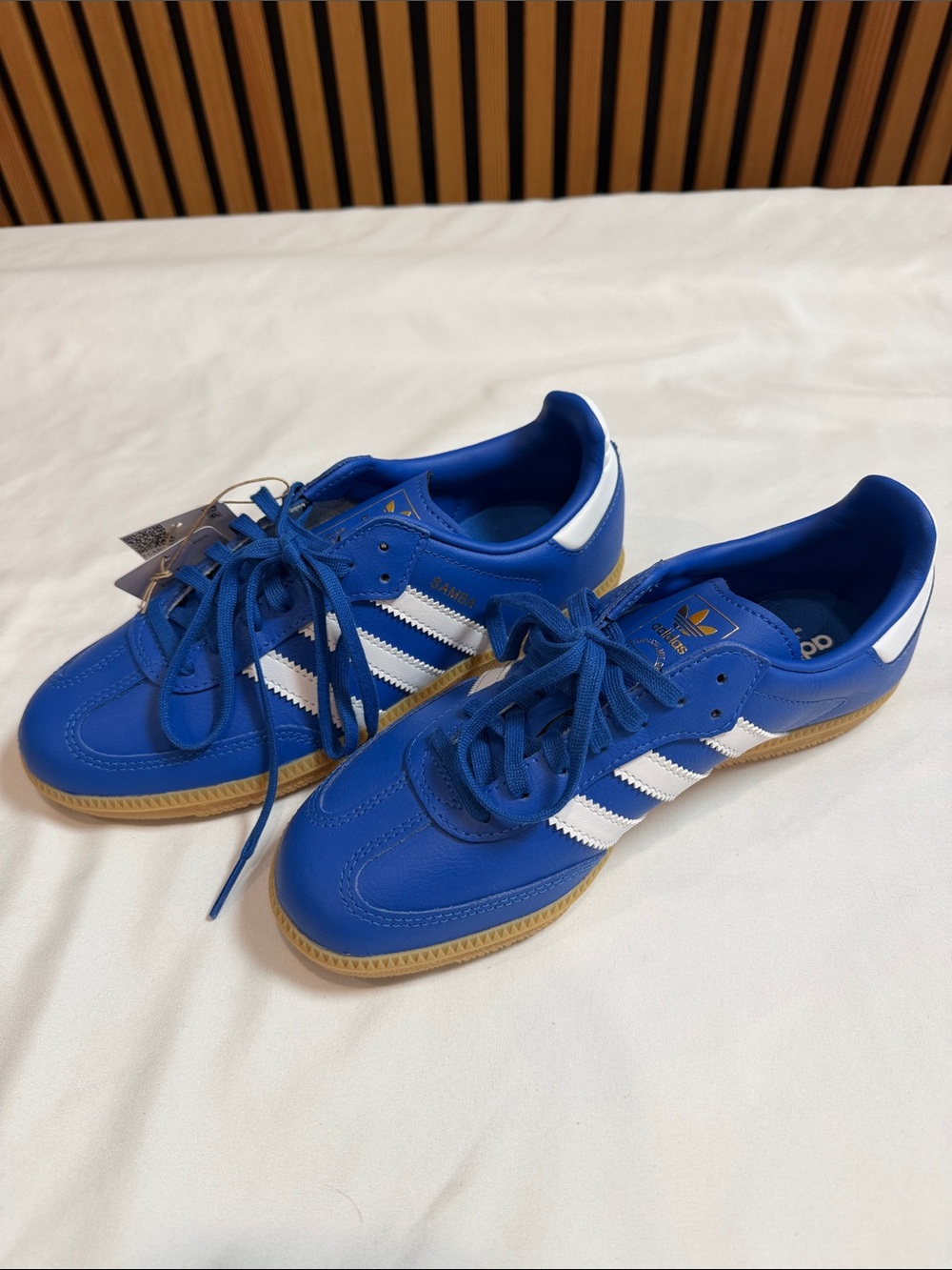 adidas Kids Royal Blue & White Sambas with Gum Sole